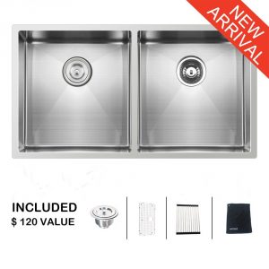 10. Ufaucet Commercial 33 Inch 16 Gauge Undermount Double Bowl Stainless Steel Sink
